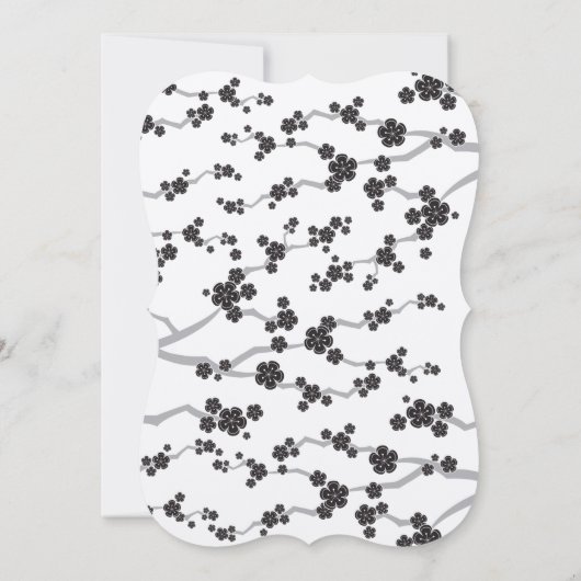 ブラック桜さくらんぼ花咲き禅ウェディングレセプション 招待状 (裏面)