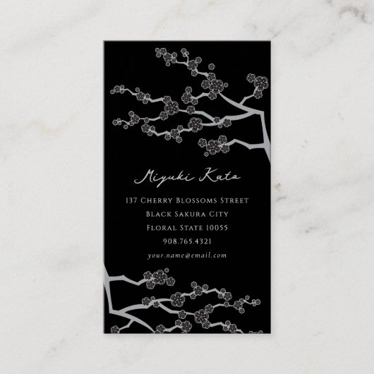 ブラック桜さくらんぼ花花花華東洋禅 名刺 (正面)