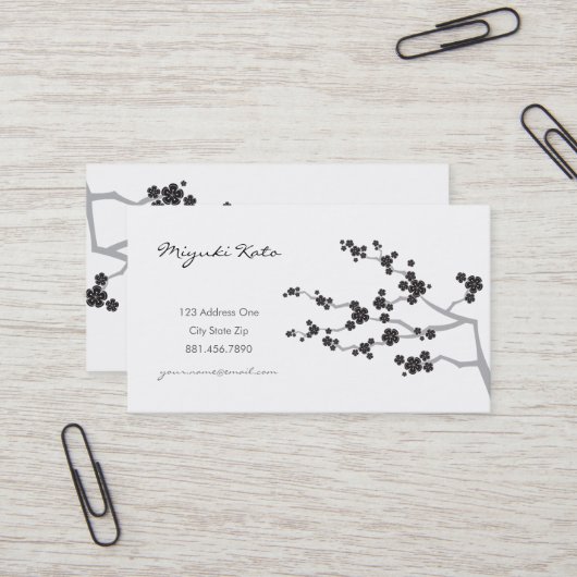 ブラック桜さくらんぼ花花花華東洋禅 名刺 (正面/裏面インサイチュ)