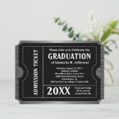 ブラック横紋卒業チケット招待状 招待状 (スタンド正面)