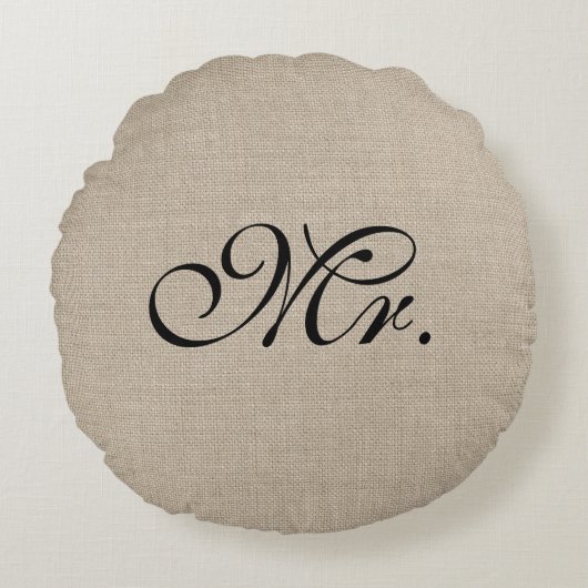 ブラック氏バーラップラウンド装飾用クッション ラウンドクッション (正面)