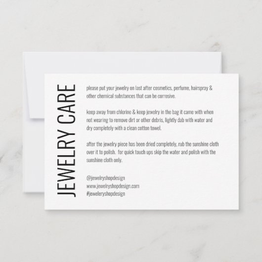 ブラック気にジュエリー、スモールビジネスエンクロージャ、 サンキューカード (裏面)