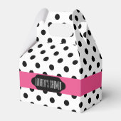 ブラック水玉模様とピンクストライプのカスタムお願い フェイバーボックス (正面サイド)