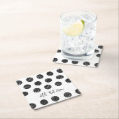 ブラック水玉模様アーティザンハンド描画タイムレスおもしろい スクエアペーパーコースター (インサイチュ)