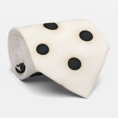 ブラック水玉模様オンアンティークホワイト ネクタイ (ロール)