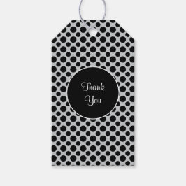 ブラック水玉模様オングレイカスタムサンキューラベル ギフトタグ