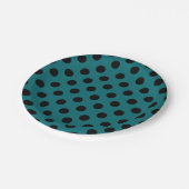 ブラック水玉模様オンティール（緑がかった色） ペーパープレート (アングル)