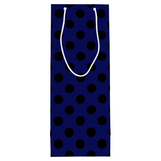 ブラック水玉模様オンネイビーブルー ワインギフトバッグ (裏面)