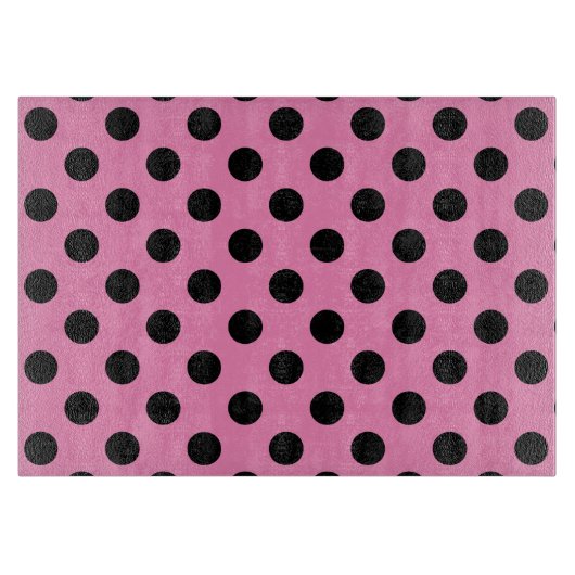 ブラック水玉模様オンピンク カッティングボード (正面)