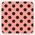 ブラック水玉模様オンピーチ スクエアペーパーコースター<br><div class="desc">ブラック水玉模様オンピーチ</div>