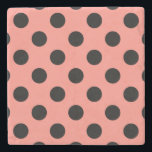 ブラック水玉模様オンピーチ ストーンコースター<br><div class="desc">ブラック水玉模様オンピーチ</div>