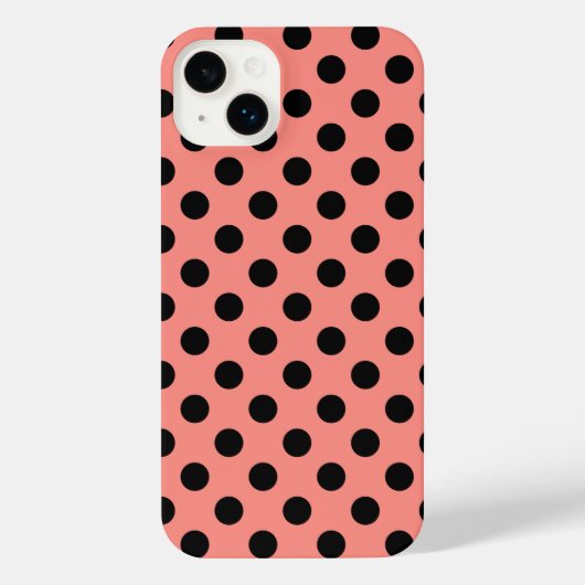 ブラック水玉模様オンピーチ iPhoneケース (裏面)