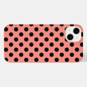 ブラック水玉模様オンピーチ iPhoneケース (裏面横)
