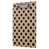 ブラック水玉模様オンベージュ クリップボード (左)