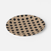 ブラック水玉模様オンベージュ ペーパープレート (アングル)