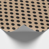 ブラック水玉模様オンベージュ ラッピングペーパー (角)