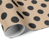 ブラック水玉模様オンベージュ ラッピングペーパー (ロールコーナー)