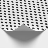 ブラック水玉模様オンホワイトミディアム宇宙 ラッピングペーパー (角)