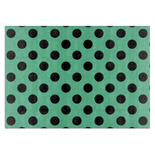 ブラック水玉模様オンミントグリーン カッティングボード