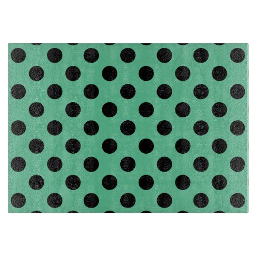 ブラック水玉模様オンミントグリーン カッティングボード (正面)