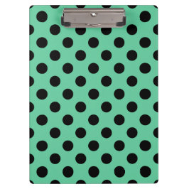 ブラック水玉模様オンミントグリーン クリップボード