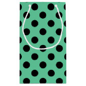 ブラック水玉模様オンミントグリーン スモールペーパーバッグ (裏面)