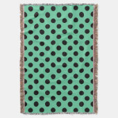 ブラック水玉模様オンミントグリーン スローブランケット (正面縦)