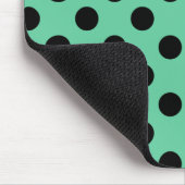 ブラック水玉模様オンミントグリーン マウスパッド (コーナー)