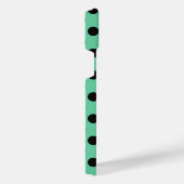 ブラック水玉模様オンミントグリーン iPhoneケース (右側面)