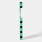 ブラック水玉模様オンミントグリーン iPhoneケース (左側面)