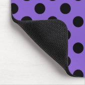 ブラック水玉模様オンラベンダー マウスパッド (コーナー)