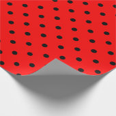 ブラック水玉模様オンレッド大宇宙ラッピング紙 ラッピングペーパー (角)