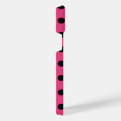 ブラック水玉模様オン明るい赤紫色 iPhoneケース (右側面)