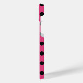 ブラック水玉模様オン明るい赤紫色 iPhoneケース (左側面)