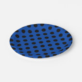 ブラック水玉模様オン王室のブルー ペーパープレート (アングル)