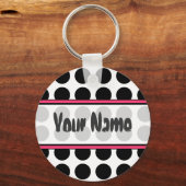 ブラック水玉模様キーチェーン キーホルダー (正面)