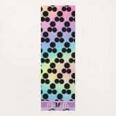 ブラック水玉模様グラディエントレインボーカスタムモノグラム ヨガマット (正面)