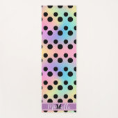 ブラック水玉模様グラディエントレインボーカスタムモノグラム ヨガマット (正面)