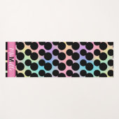 ブラック水玉模様グラディエントレインボーカスタムモノグラム ヨガマット (正面(横))