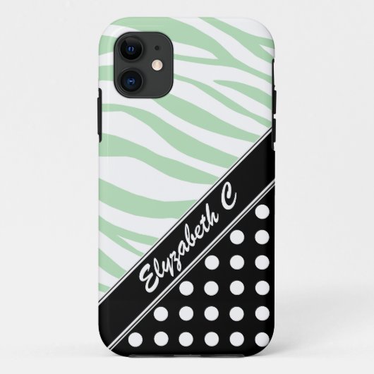 ブラック水玉模様グリーンゼブラプリントiPhone 5ケース Case-Mate iPhoneケース (裏面)