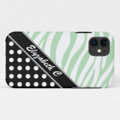 ブラック水玉模様グリーンゼブラプリントiPhone 5ケース Case-Mate iPhoneケース (裏面(横))