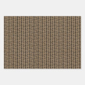 ブラック水玉模様シボストライプロンフェイククラフト ラッピングペーパーシート (正面3)