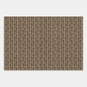 ブラック水玉模様シボストライプロンフェイククラフト ラッピングペーパーシート (正面)