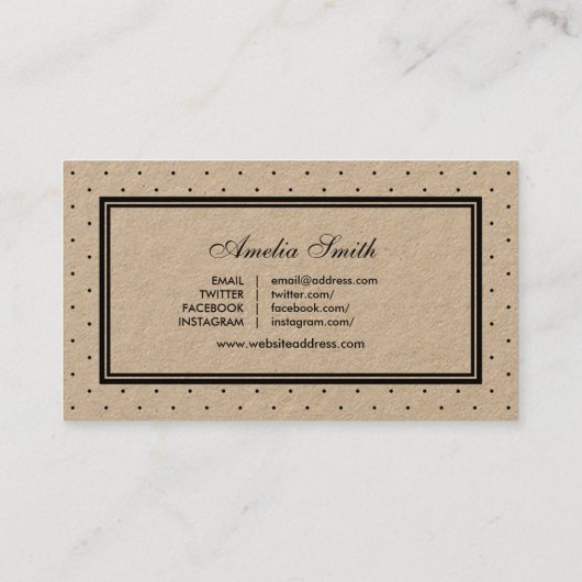 ブラック水玉模様ピンクリボンソーシャルメディアクラフト 名刺 (裏面)