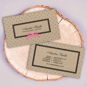 ブラック水玉模様ピンクリボンソーシャルメディアクラフト 名刺