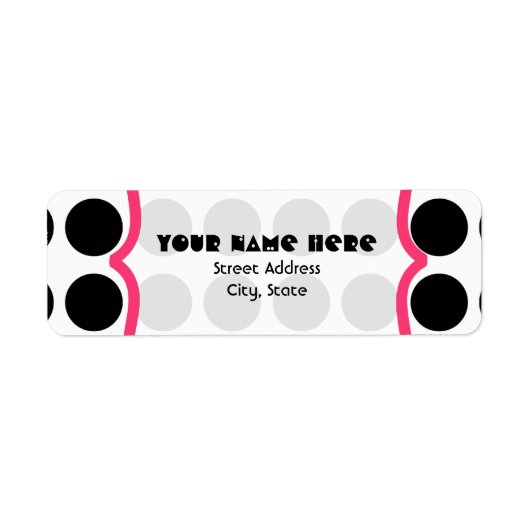 ブラック水玉模様ファンシー住所 シール (正面)