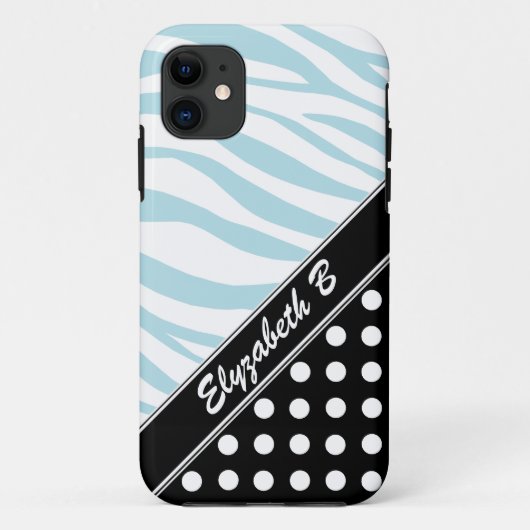 ブラック水玉模様ブルーゼブラプリントiPhone 5ケース Case-Mate iPhoneケース (裏面)