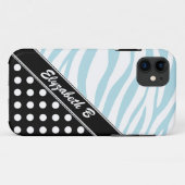 ブラック水玉模様ブルーゼブラプリントiPhone 5ケース Case-Mate iPhoneケース (裏面(横))