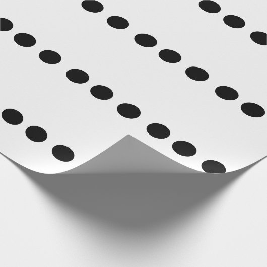 ブラック水玉模様ホワイトカスタムトレンディーカラー ラッピングペーパー (角)