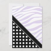 ブラック水玉模様紫ゼブラプリント赤ちゃんシャワー 招待状 (裏面)
